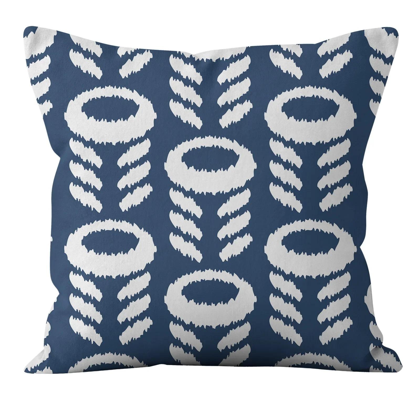 

Modern Fashion Nordic Sofa Simple Cushion Cover Living Room Decoration Pillow Cover Navy Blue Geometric Pillow Cover 16x16Inch
