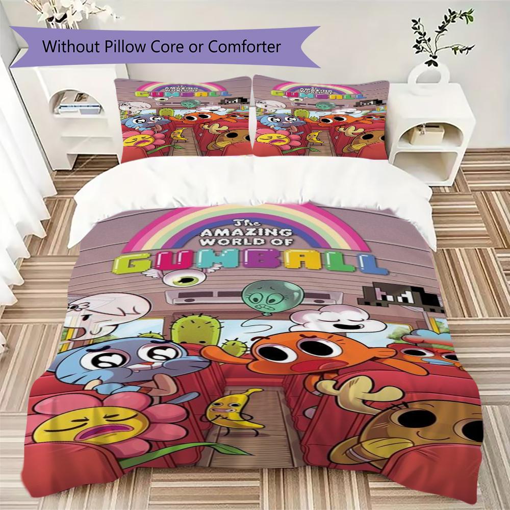 Amazing World Gumball Pattern Bedding uilt Set uilt Cover Pillowcase Home Decoration Birthday Gift (1 * duvet cover + 2 * pillowcase without core)196
