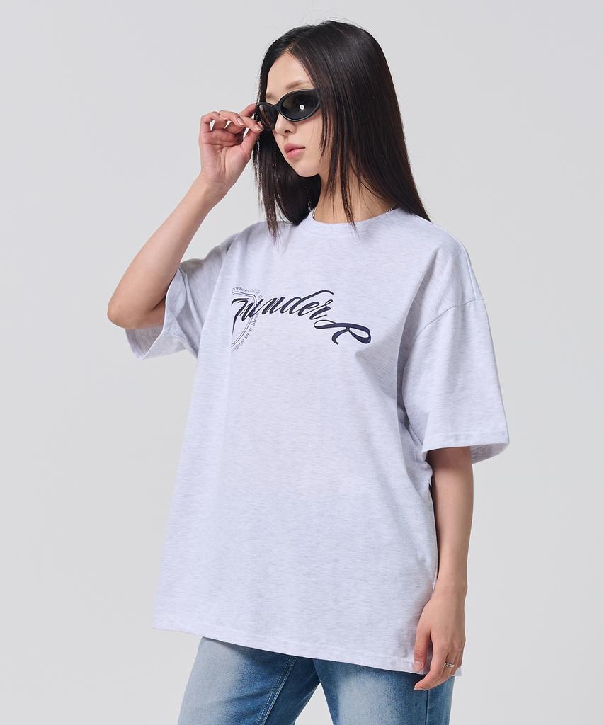 OUNDERR 3D Logo Print Short Sleeve T-Shirt (White Gray)