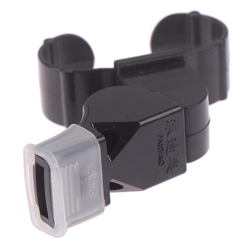 Black Plastic Pealess Finger Grip Sports Skateboard / Football Referee Whistle