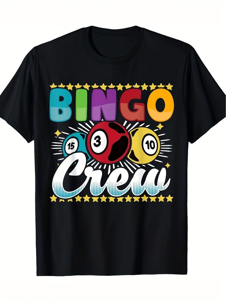 Bingo Crew Graphic TShirt Retro 80s Design with Bold BINGO Text Number 15 Soft Breathable Tee for Men Casual Round Neck Regular Fit Machine Washable P