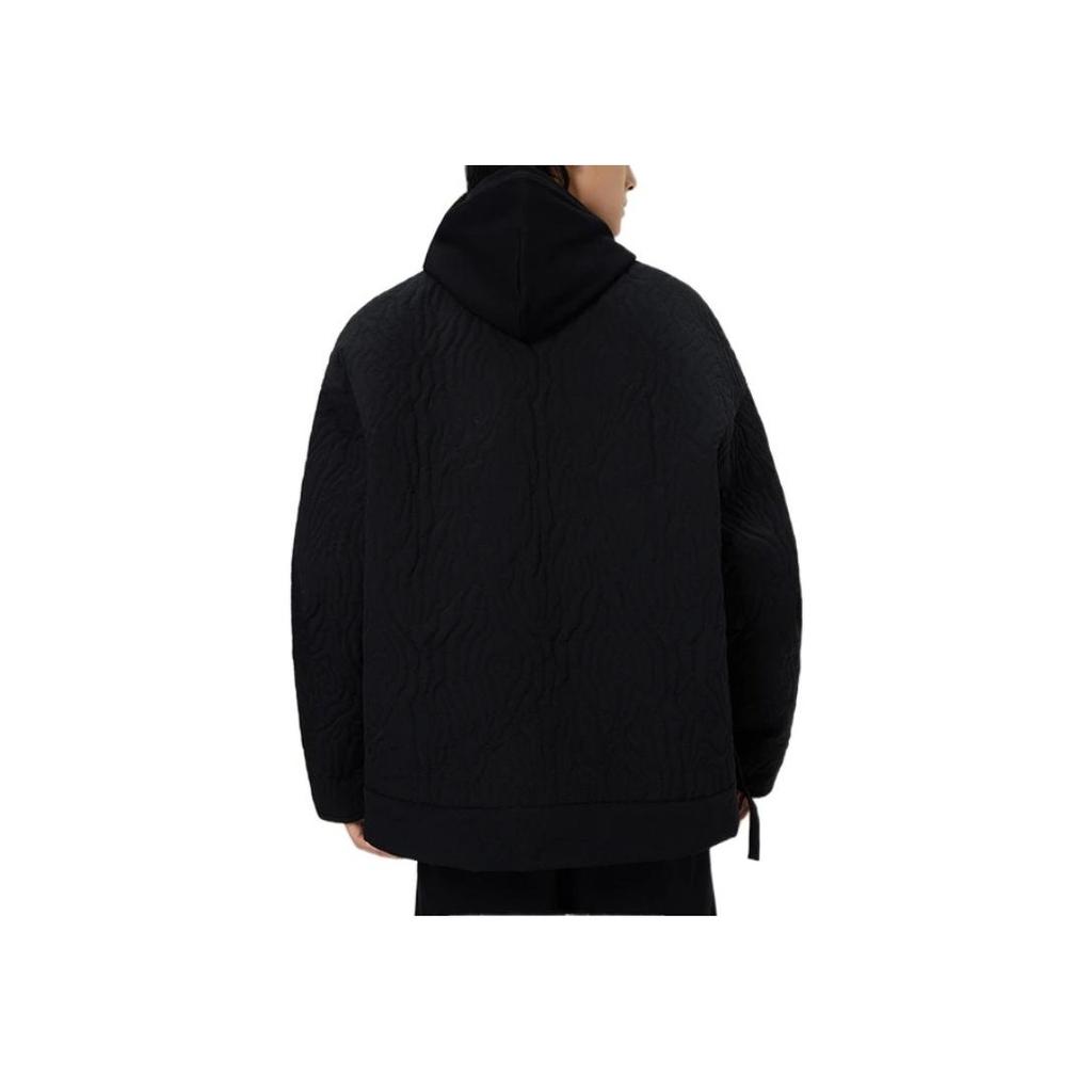 Li Ning X Jackie Chan Kung Fu Series Solid Color Warm Loose Long Sleeve Cotton Jacket Men Jacket Black AJMS059-1