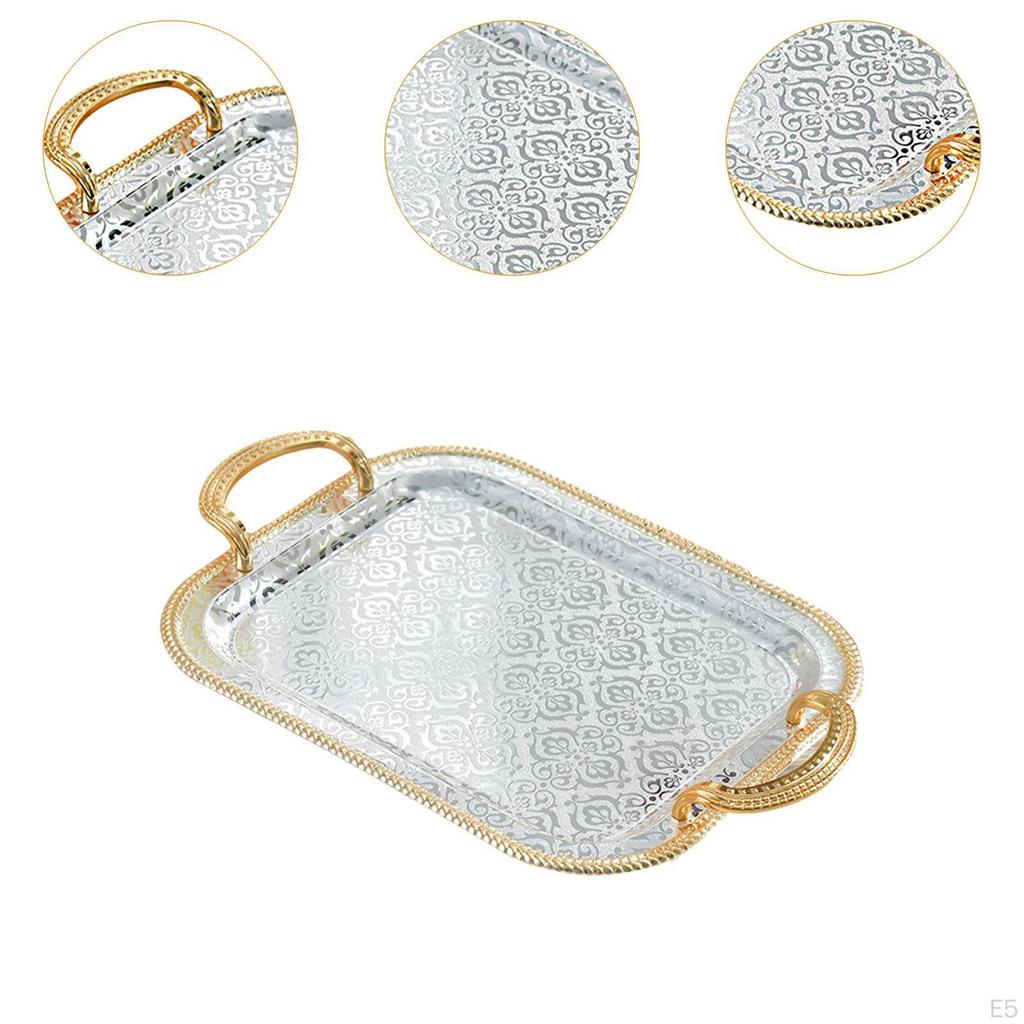 Serving Tray Decorative Iron Elegant Food Tea Cup Holder for Kitchen Bathroom Dresser