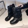 Punk Style Women Chelsea Boots Fashion Belt Buckle Shoes Autumn Winter Thick Heel Ladies Knight Short Booties