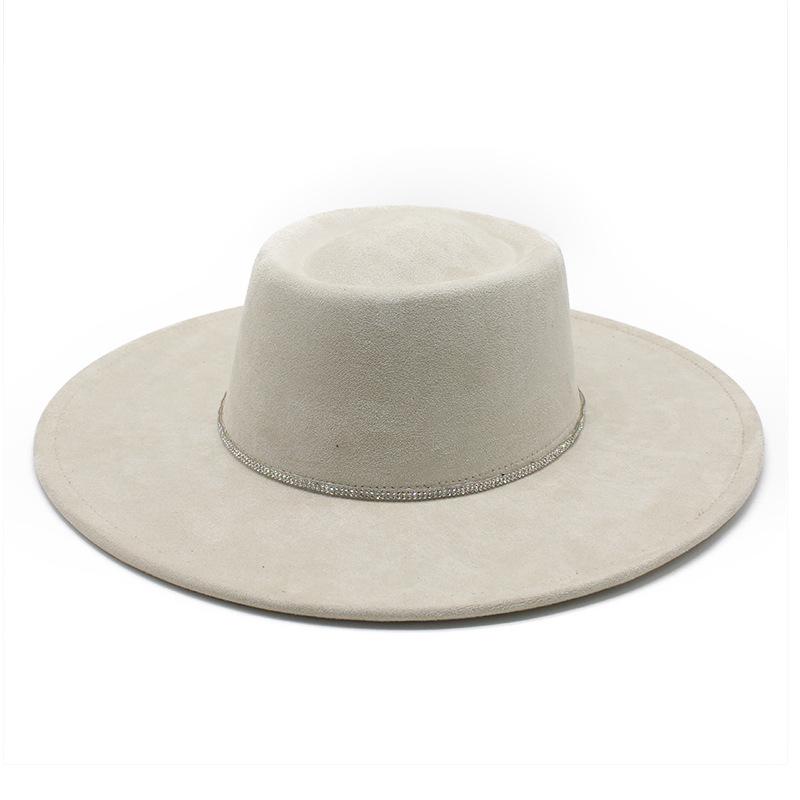 Suede Convex Top Hat Women'S Versatile British Vintage French Felt Hat Panama Eaves