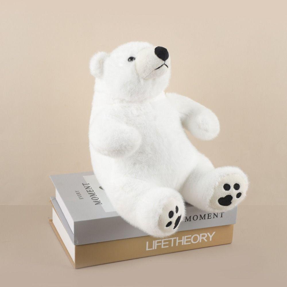 Scarf Sitting Polar Bear Plush Toy Big Feet Animal Plush Doll  Adults Children