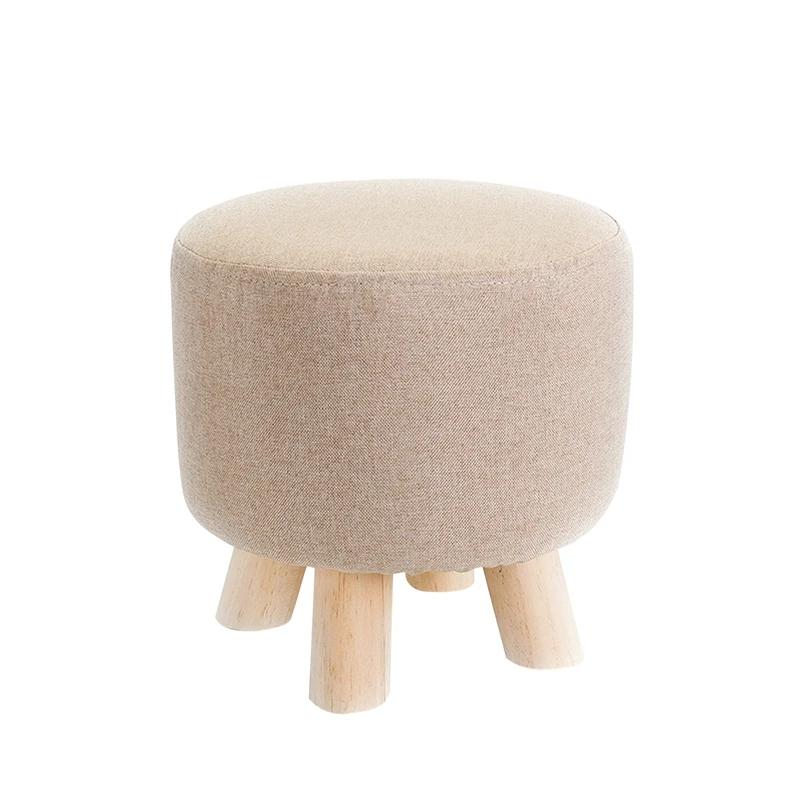 Stretch Round Stool Covers Linen Fabric Footstool Slipcovers Elastic Ottoman Cover Removable Chair Seat Case for Living Room