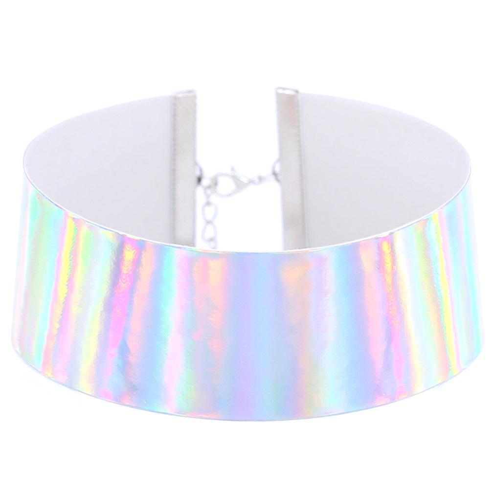 Wide Laser Glow Choker, Street Party Statement Neckband Clavicle Accessory