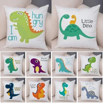 Cartoon Dinosaur Pillows Case for Living Room Sofa Decoration Kawaii Square Cushion Cover Kids Bedroom Nursery Throw Pillowcases