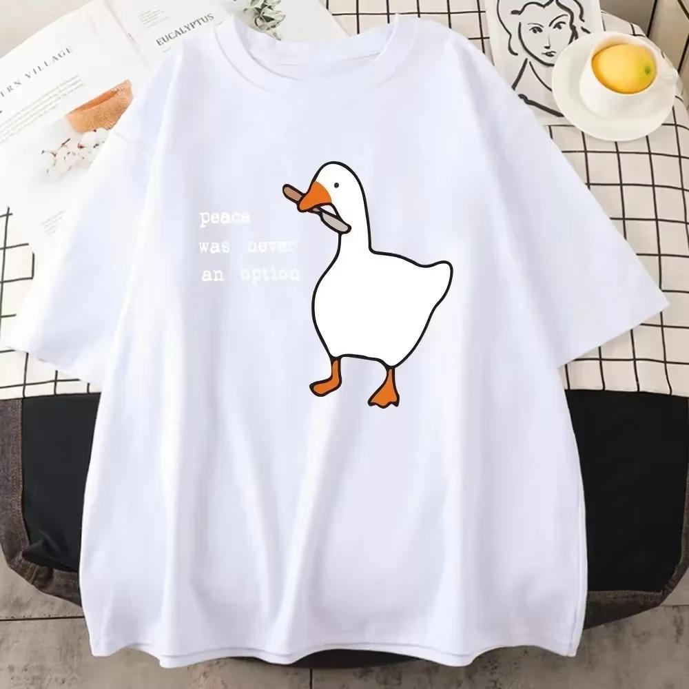 Peace Was Never An Option Prints Men T-Shirt Funny Ducks Short Sleeve Cotton Tee Casual Loose Tops Women Man T Shirts Clothing