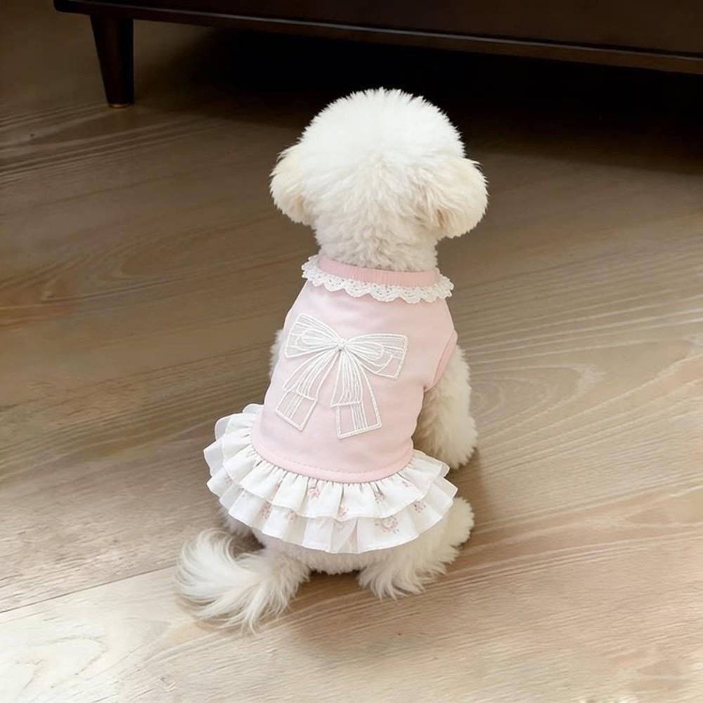 Breathable Puppy Lace Skirt Lotus Leaf Edge Dog Cooling Vest Princess Style Bow Dog Skirt Party