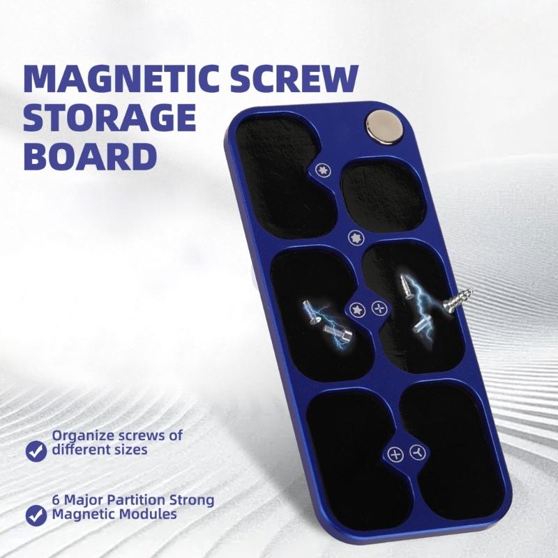 Portable Anti Drop Mini Magnetic Bolts Screw Organizer Tray 6 Compartments Secure Electronic Repair Portable Technicians
