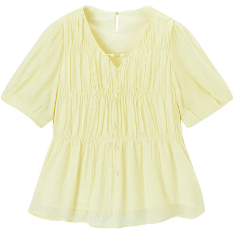 Aijutu Women s French Chic Chiffon Short Sleeve Top S