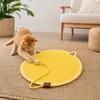 Cat Scratching Pad, Woven Cotton Rope Cat Scratcher with Bait Ball And Cute Ear Design, Indoor Cat Scratcher Mat for Furniture