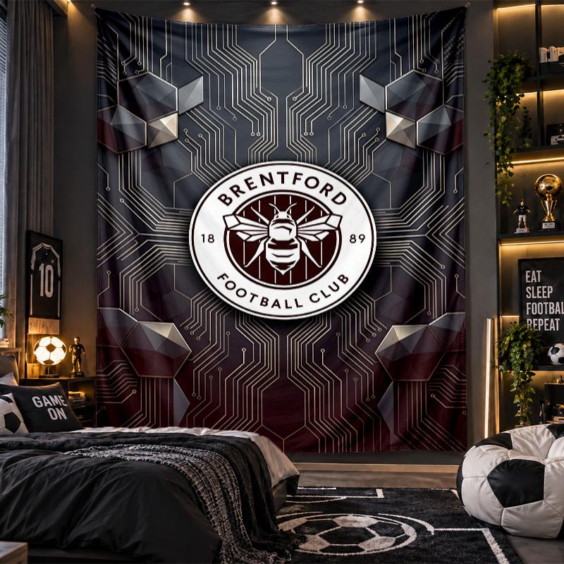 Wall Hanging Tapestry Brentford Football Print Cloth for Living Room Bedroom Home Decor