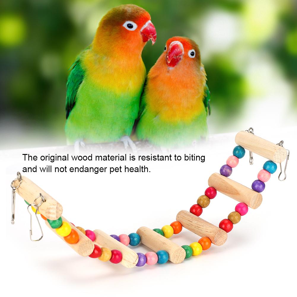 Wood Pet Parrot Suspension Bridge Climbing Toy Bending Freely Playing Supply6x30cm