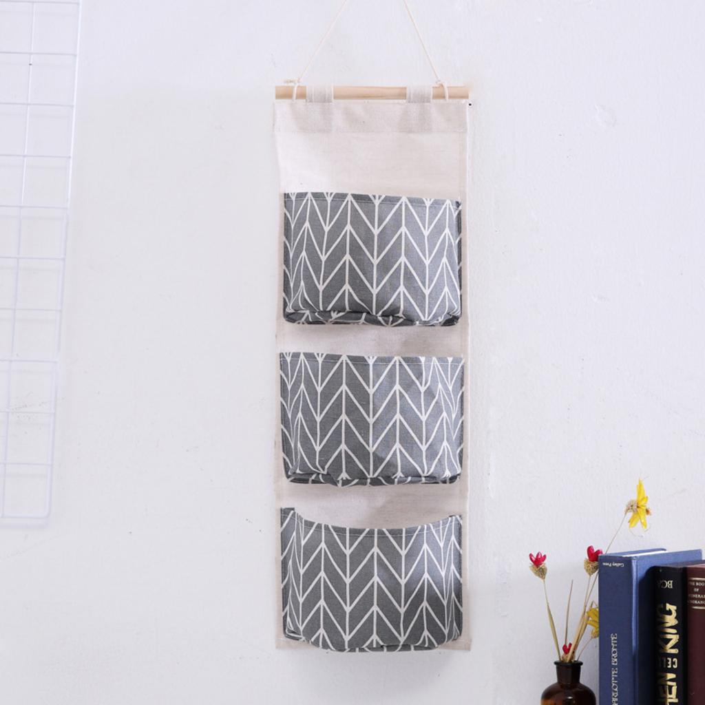 Cotton-linen Storage Bag - Hanging Multi-layer Fabric Storage Pouch Door-mounted Hanging Organiser