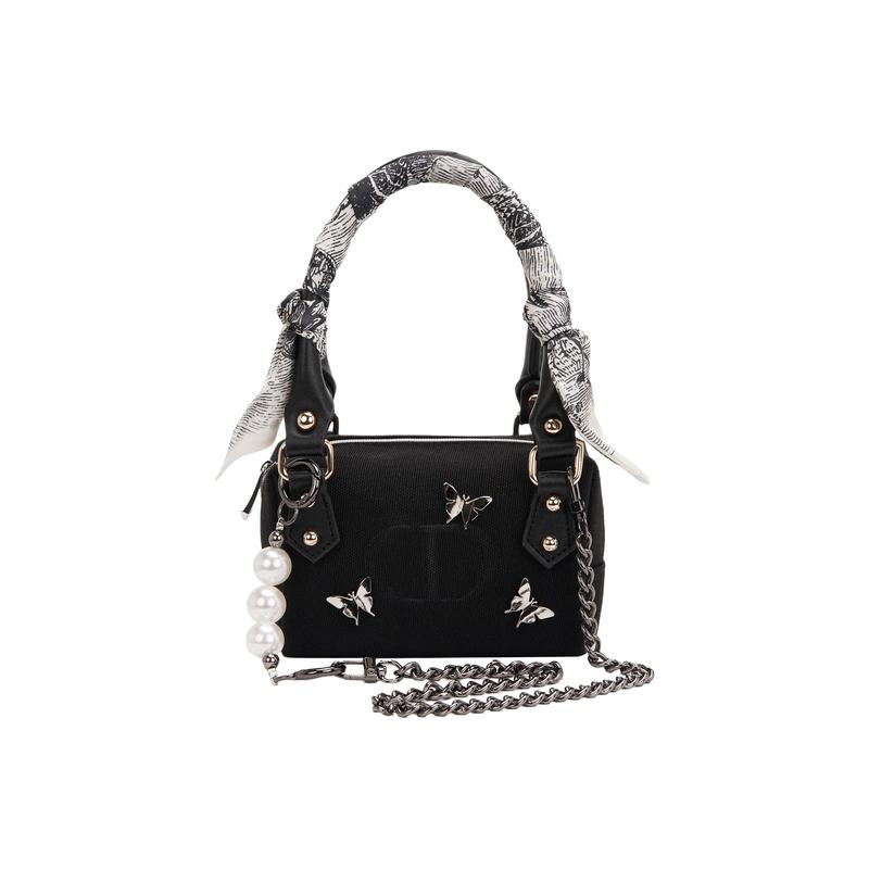 

DIOR [Customized Cosmetic Bag] Canvas Butterfly Star Panda Club Simple Sweet Cool Daily Versatile Portable Black Handbag чорний