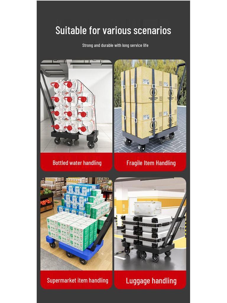 Compact Folding Telescopic Hand Truck for Household Use