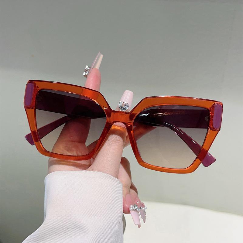 Luxury Designer Cat Eye Sunglasses Women Vintage Punk Double Color Big Frame UV400 Sun Glasses Elegant Lady