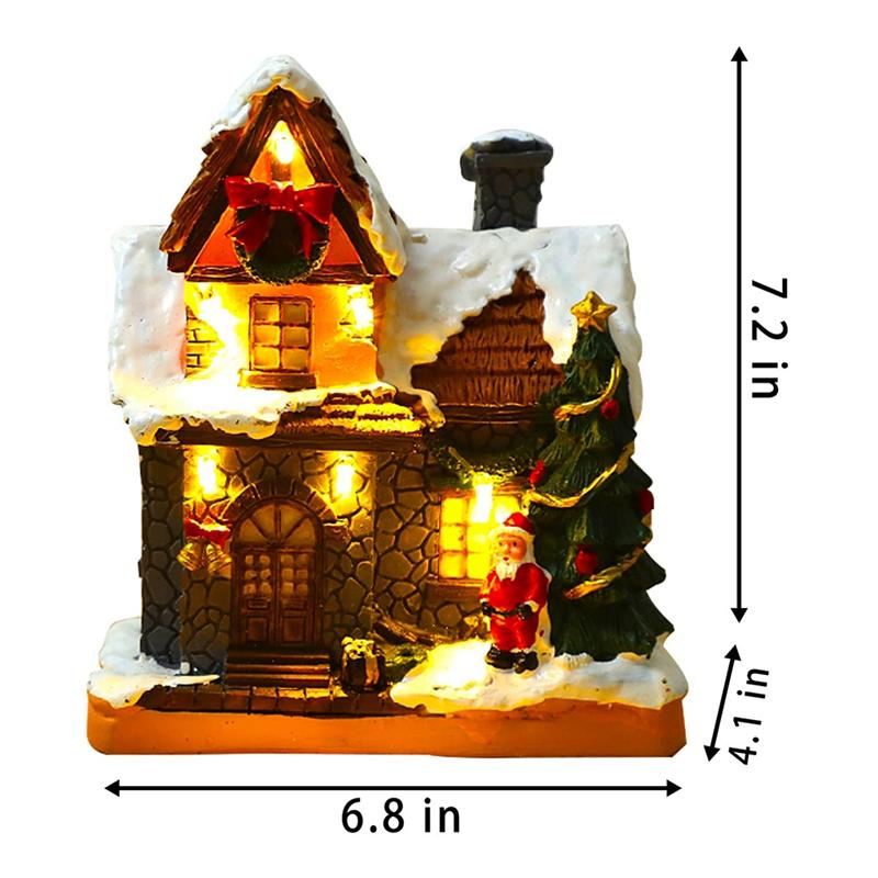 Battery Powered Christmas Village Hut Warm Light Christmas House Snowman Scene Decoration Gifts NONE