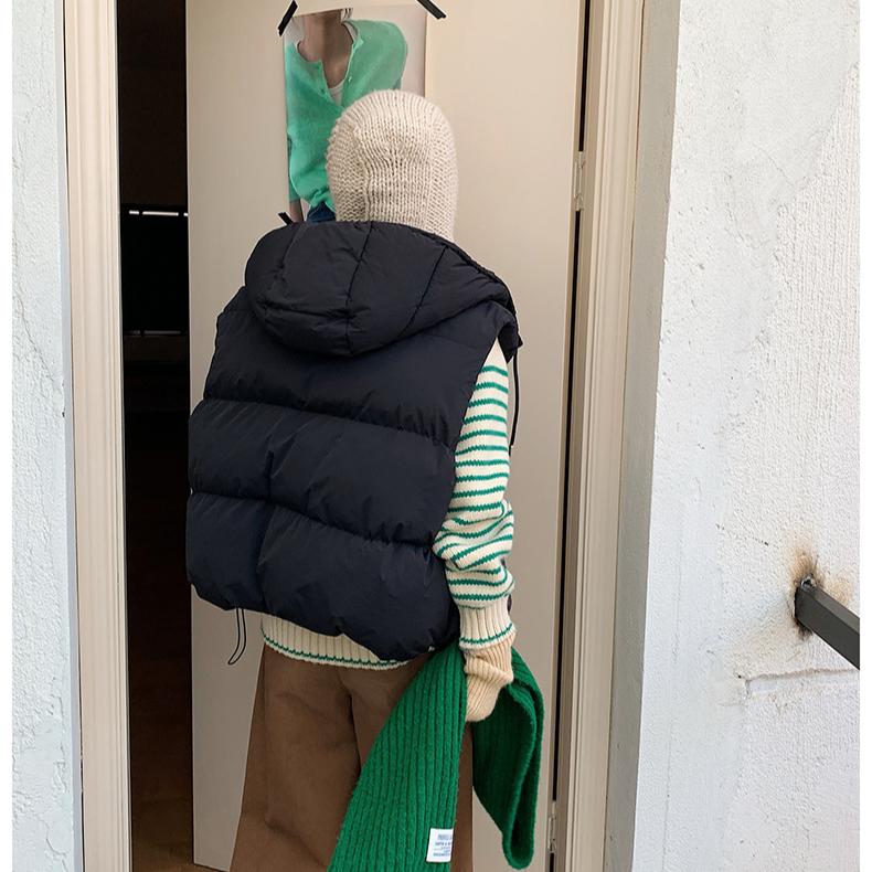 

Women Winter Warm Hooded Vest Fashionable Outerwear for Cold Weather L чёрный