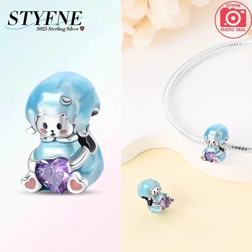 

Elegant Exquisite Pendant Bead Components Woman Authentic Original Duck The Blue Bear Hug Heart Copper Metal Charm Bead Components Compatible With Do