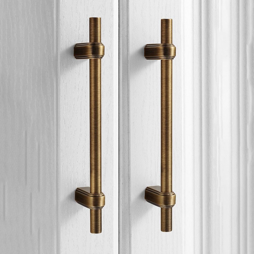 New Solid Brass Cabinet Handles Vintage Modern Door Knobs Minimalist T Bar Handles Wardrobe