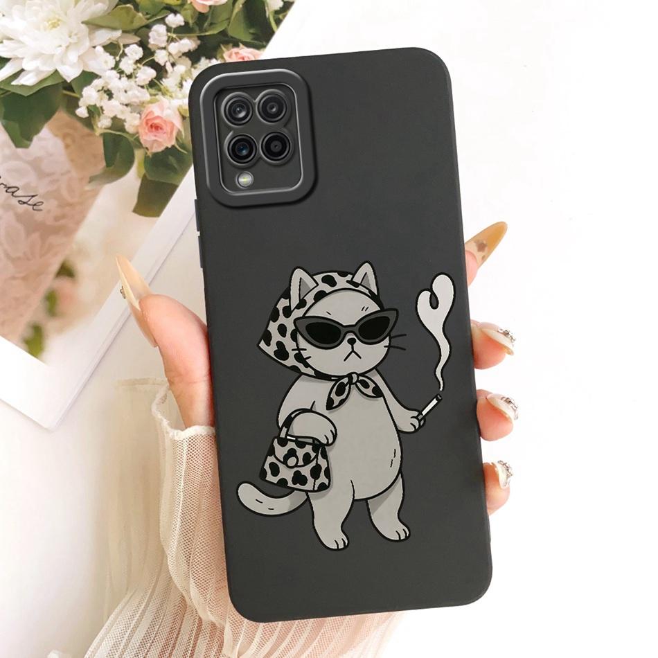 For Samsung Galaxy A12 M12 SM-A125F A127F Cute Cat Flower Butterfly Cartoon Phone Case Shockproof Soft Silicone Cases