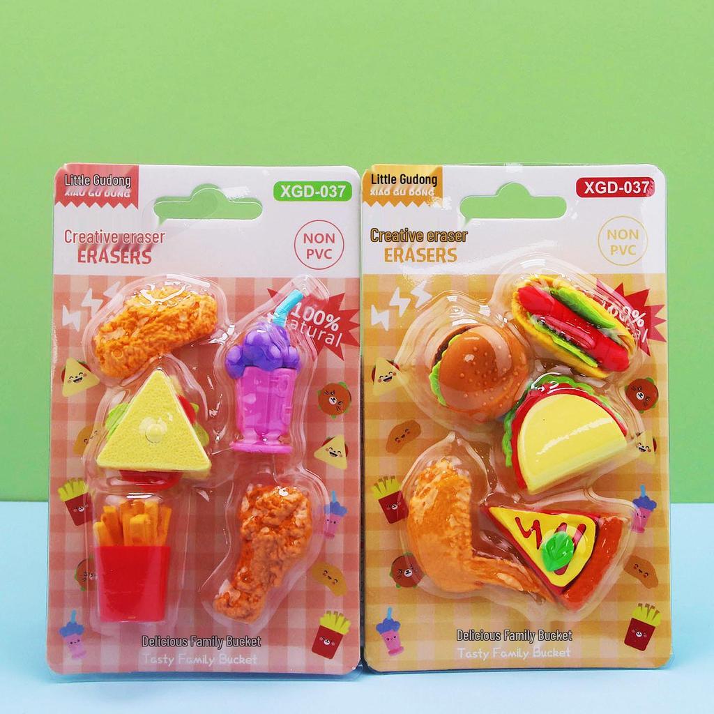 Adorable Cartoon Mini Eraser Set for Students – Perfect Back-to-School Gift
