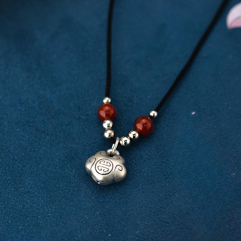 Naszyjnik z blokadą bezpieczeństwa z małym wzorem, blokada o długiej żywotności, etniczny styl, chiński styl, prezent bezpieczeństwa Ruyi