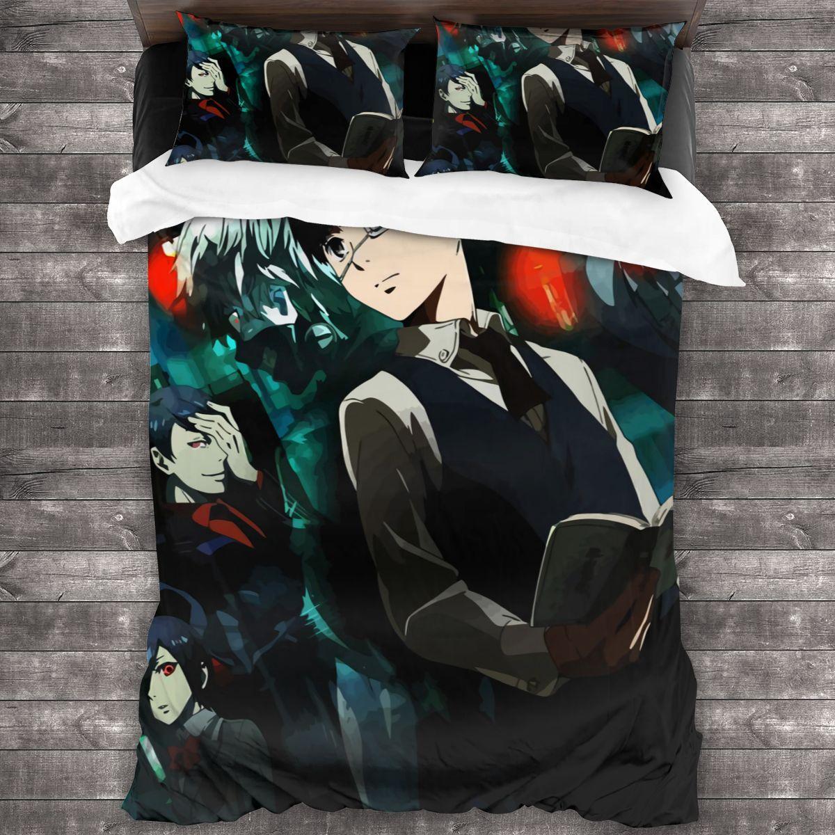 

Tokyo Ghoul Bedding Set Single Twin Full Queen King Size Bed Set Aldult Kid Bedroom Duvet cover Sets 3D Print Anime Kawaii EU single(135x200cm)