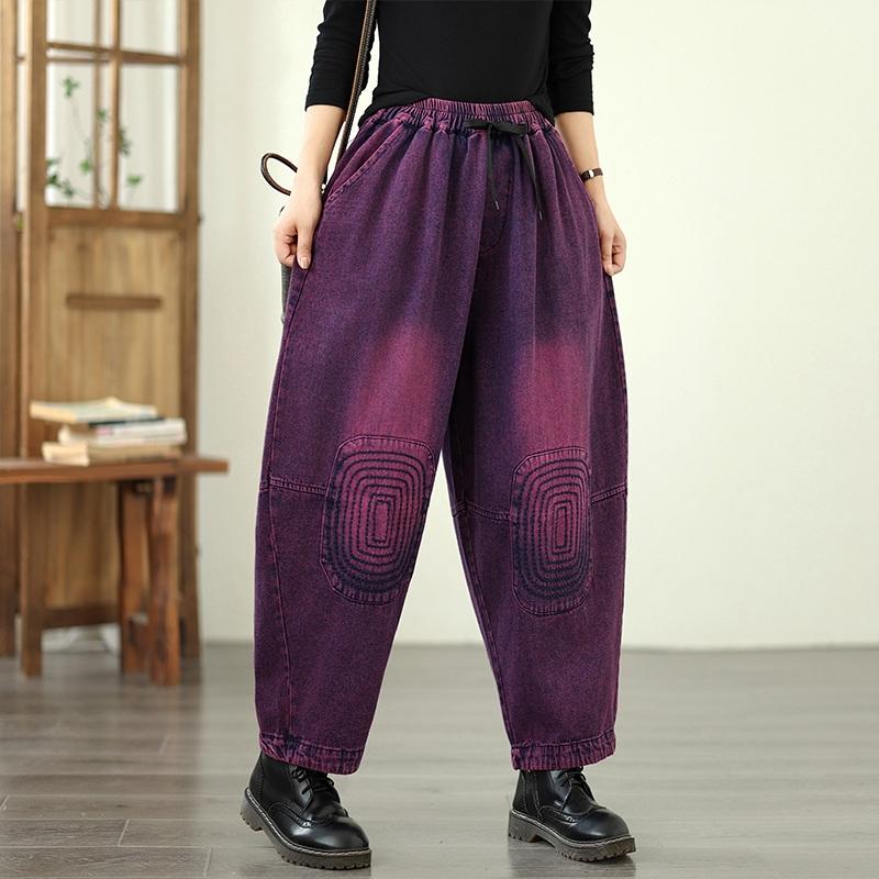 Plus size Vintage s vysokým pasem ležérní volné Dámské jarní podzimní džíny denim harémky