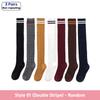 1 3 Pairs Women's Cotton Thigh High Socks Over The Knee Colorful Striped Pattern Casual Daily Wear Fashion Socks Black White