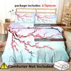 Red Cherry Blossoms 3D Printed Quilt Cover Rustic Floral Style Polyester Duvet Cover Soft Comfortable Bedding Set Pillowcases
