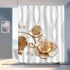 1pc Elegant floral pin pattern shower curtain, polyester fabric, machine washable, suitable for bathroom decoration