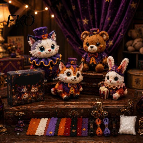 Kit Artigianato Patchwork Animali Amici di Halloween, Fai da Te Cucito Realizza 4 Kit Personaggi Adorabili, per Principianti Regalo Fatto a Mano Decorazione Festiva