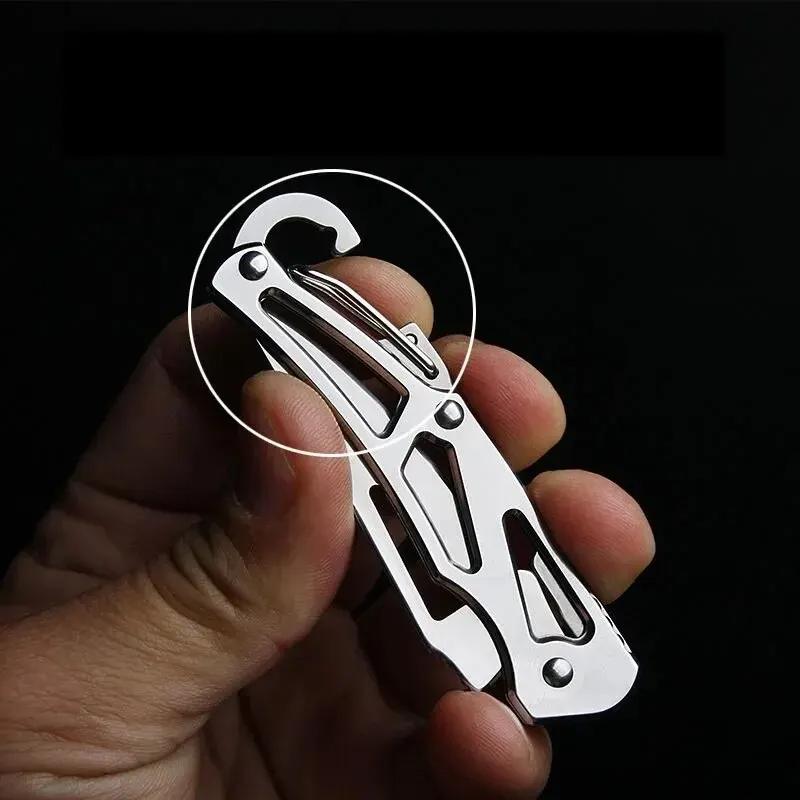 Stainless Steel Folding Fruit Paring Knife Portable Keychain Non-slip Utility Knife for Home Picnic Outdoor 1pc