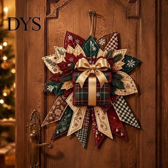 Educational Crafting Kits for School Christmas DIY Quilted Bow Sewing Craft Kit, Pre-cut Patchwork Holiday Supplies Adults Set, Door Hanger
