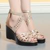 Fashion AIYUQI Women's Sandals Wedge 2024 New Fashion Roman Sandals Women High Heel Rhinestone Fishmouth Women's Summer Sandals