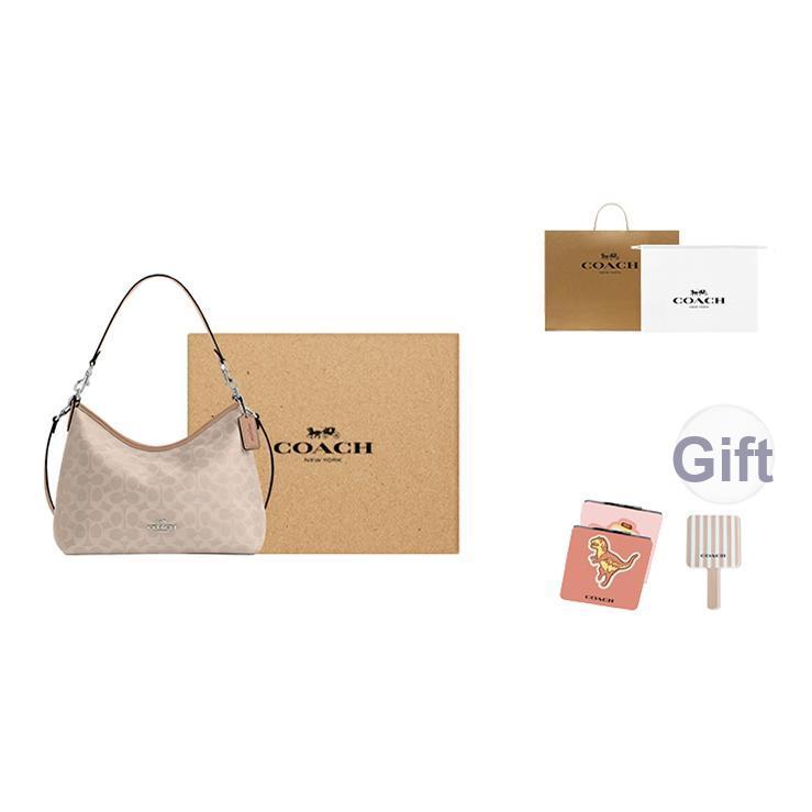 Coach Laurel Large Khaki Coated Canvas Monogram Crossbody Tote Bag With Silver Hardware And Detachable Shoulder Strap Women Bags CEY95-SVPWH