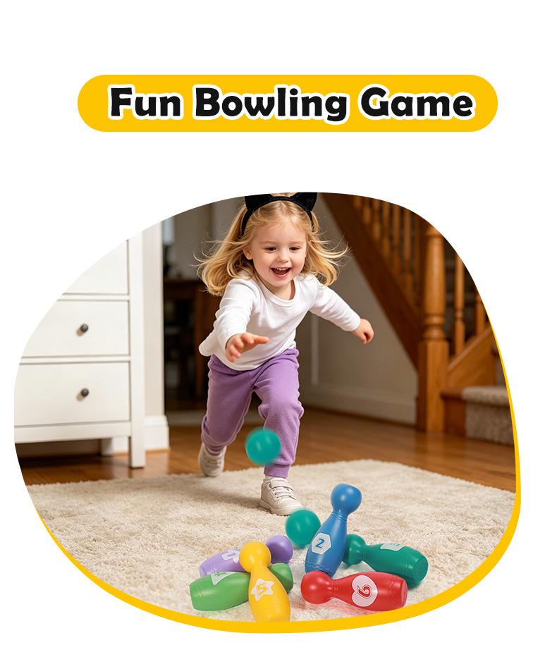Kids' Interactive Digital Bowling Set for Ages 3+ - Indoor Parent-Child Educational Sports Toy