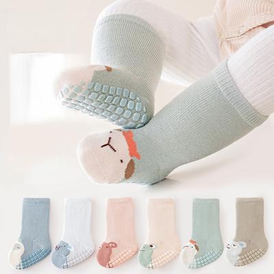 Babysocken aus gekämmter Baumwolle, atmungsaktiv, saugfähig, Kinderstrümpfe, punktuell klebend, rutschfest, Bodensocken für Kinder, Mädchen, Jungen, Baumwolle, süße Socken