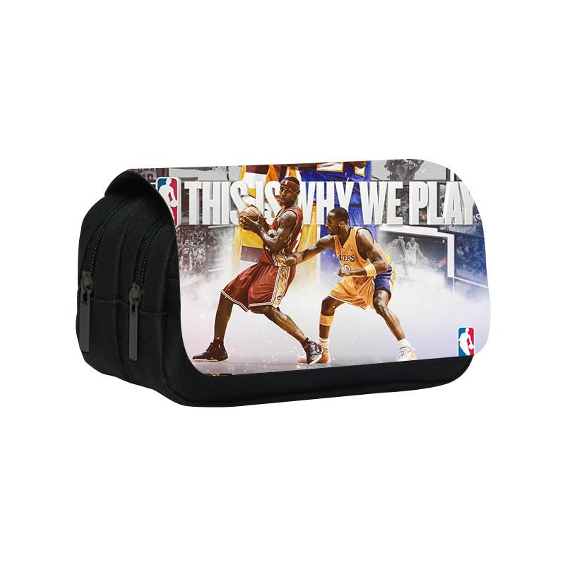 Kobe Bryant Double Layer Pencil Case With Nylon Material For Students And Nba Fans