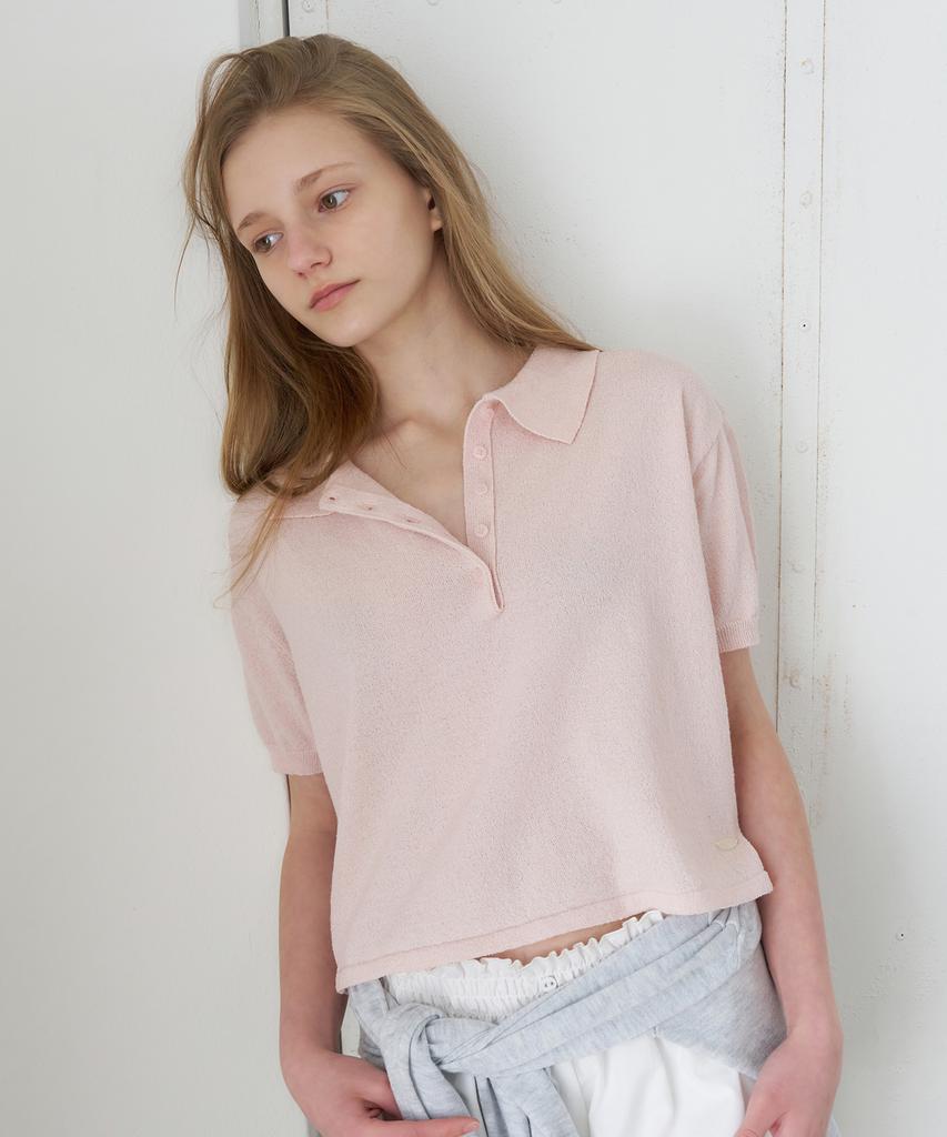 LETTERA Short Sleeve Collar Knit