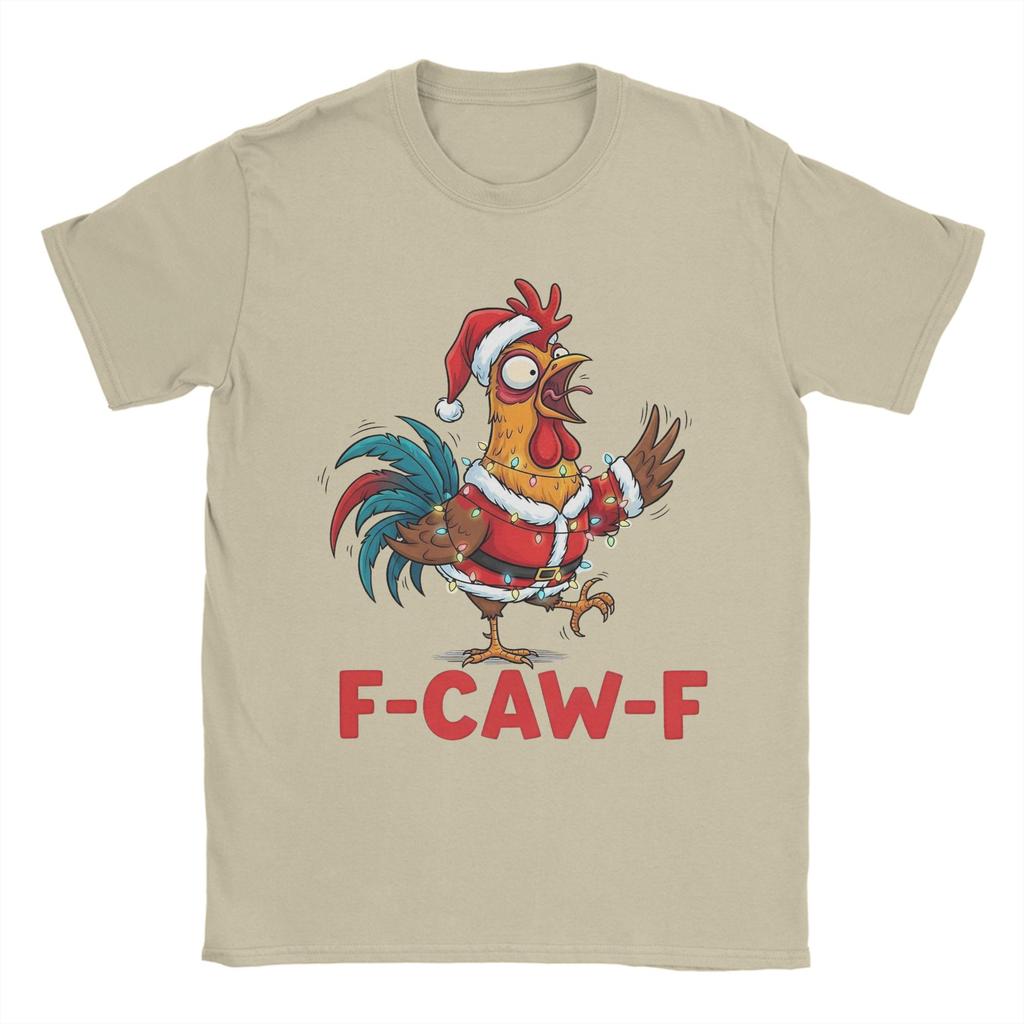 Lustige Weihnachten F-Caw-F Hühner T-Shirts Herren Rundhals Reine Baumwolle T-Shirts Kurzarm T-Shirts Übergrößen Tops