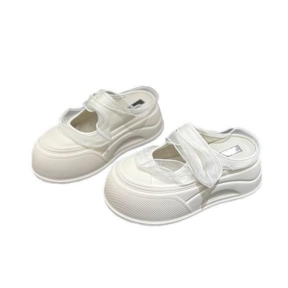 Small 7cm thick bottom 2025 summer new mesh Mary Jane bag head slippers women's muffin bottom light and half drag