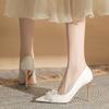 Sweet Leisure Women Pumps Sexy Slip On Thin High Heels Pointed Toe Party Wedding Women Shoes Solid Flower Crystal Summer Shoes
