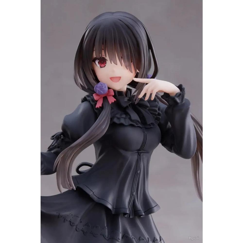 18CM DATE A LIVE Tokisaki Kurumi Anime Figure Cute Girl Model Toy PVC Black Dress Dress Up Standing Model Car Interior Ornament