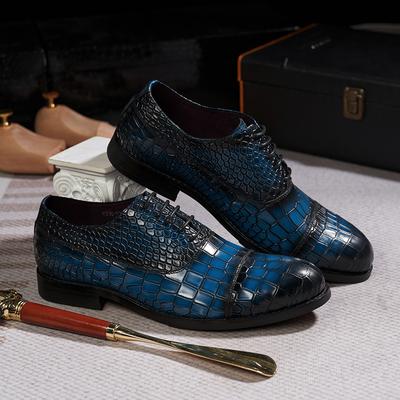 Men's Leather Shoes New Fashion Crocodile Pattern Embossed Leather Shoes Men's Business Casual Men's Shoes Cowhide Tide Shoes
